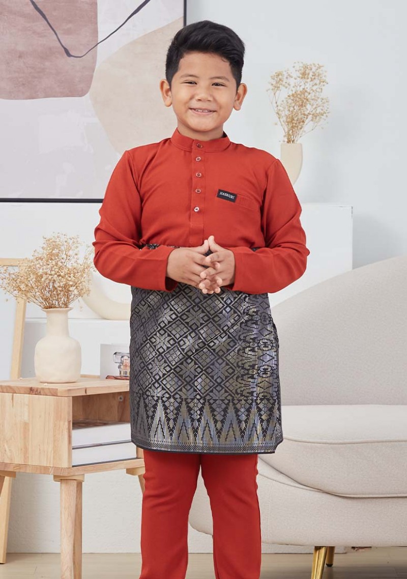Baju Melayu Fattah Kids - Orange