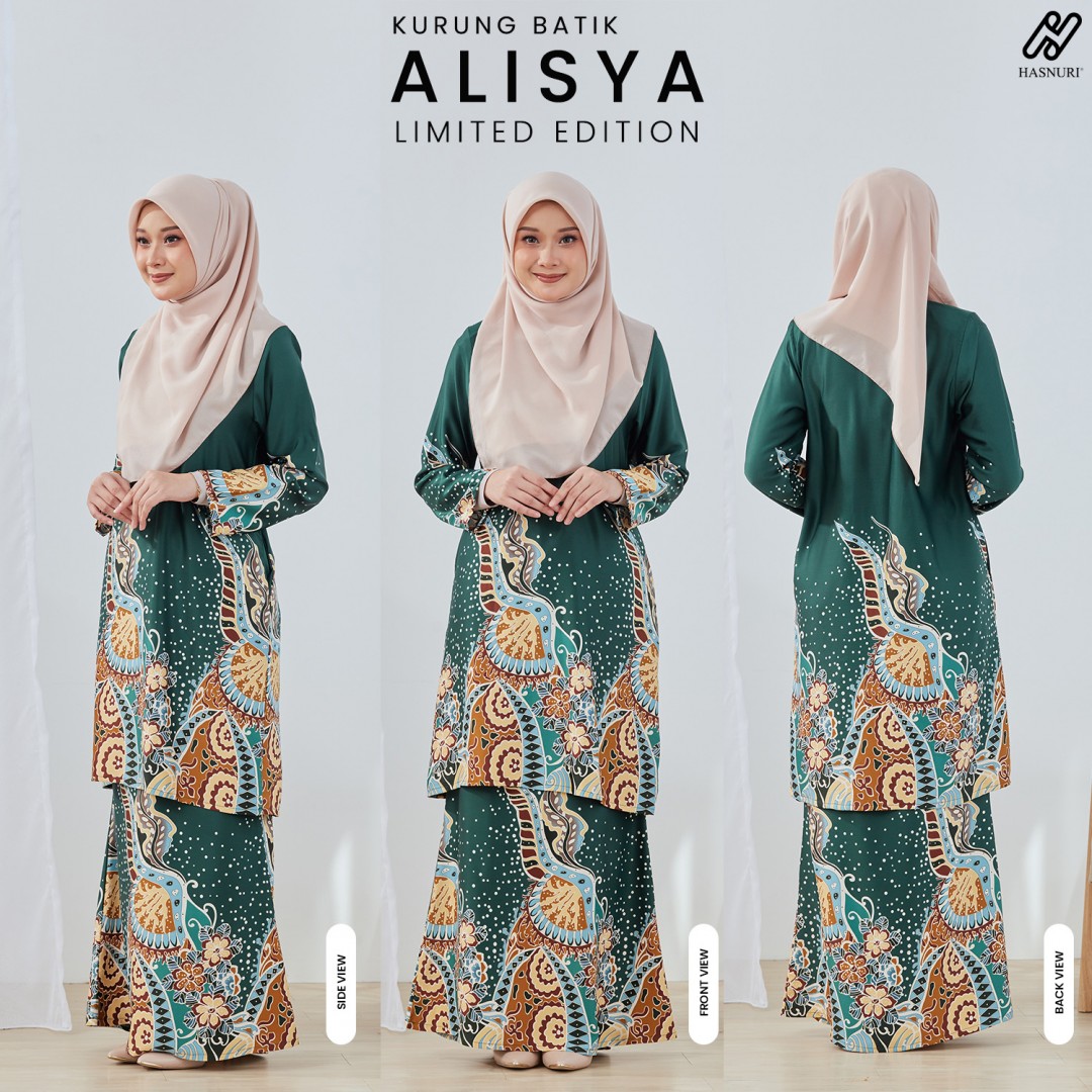 Kurung Batik Alisya - Emerald Green