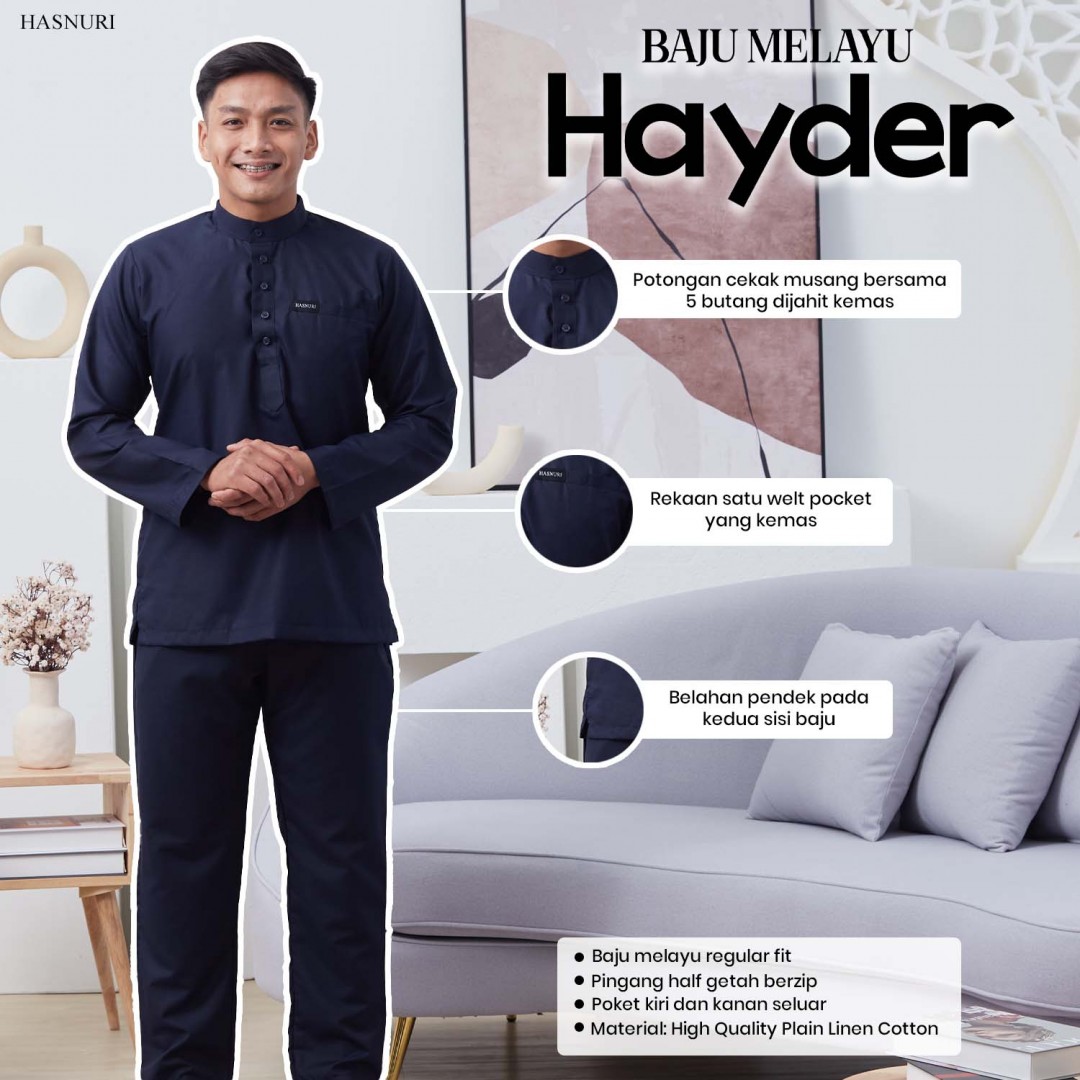Baju Melayu Hayder - Black