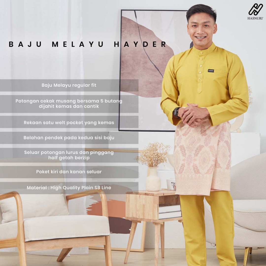 Baju Melayu Hayder - Soft Peach