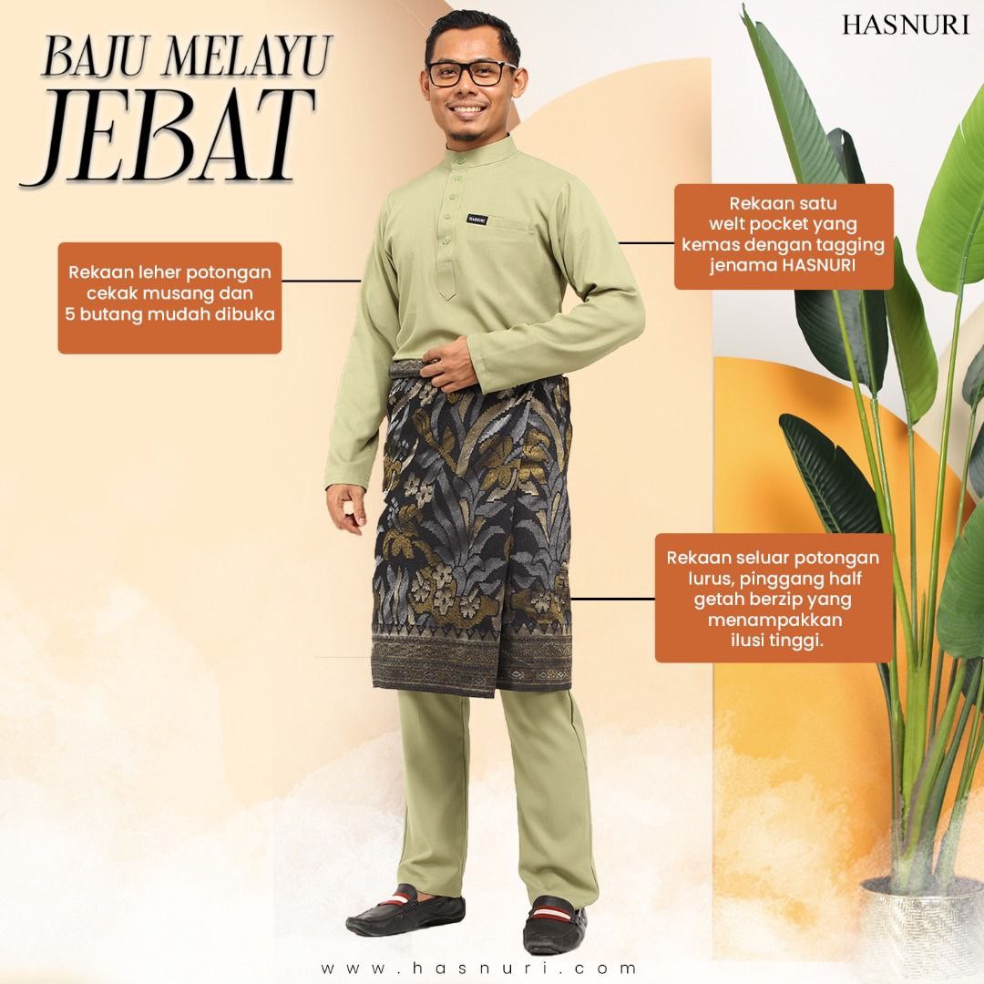 Baju Melayu Jebat - Peach