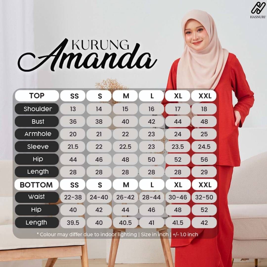 Kurung Amanda - Red Maroon