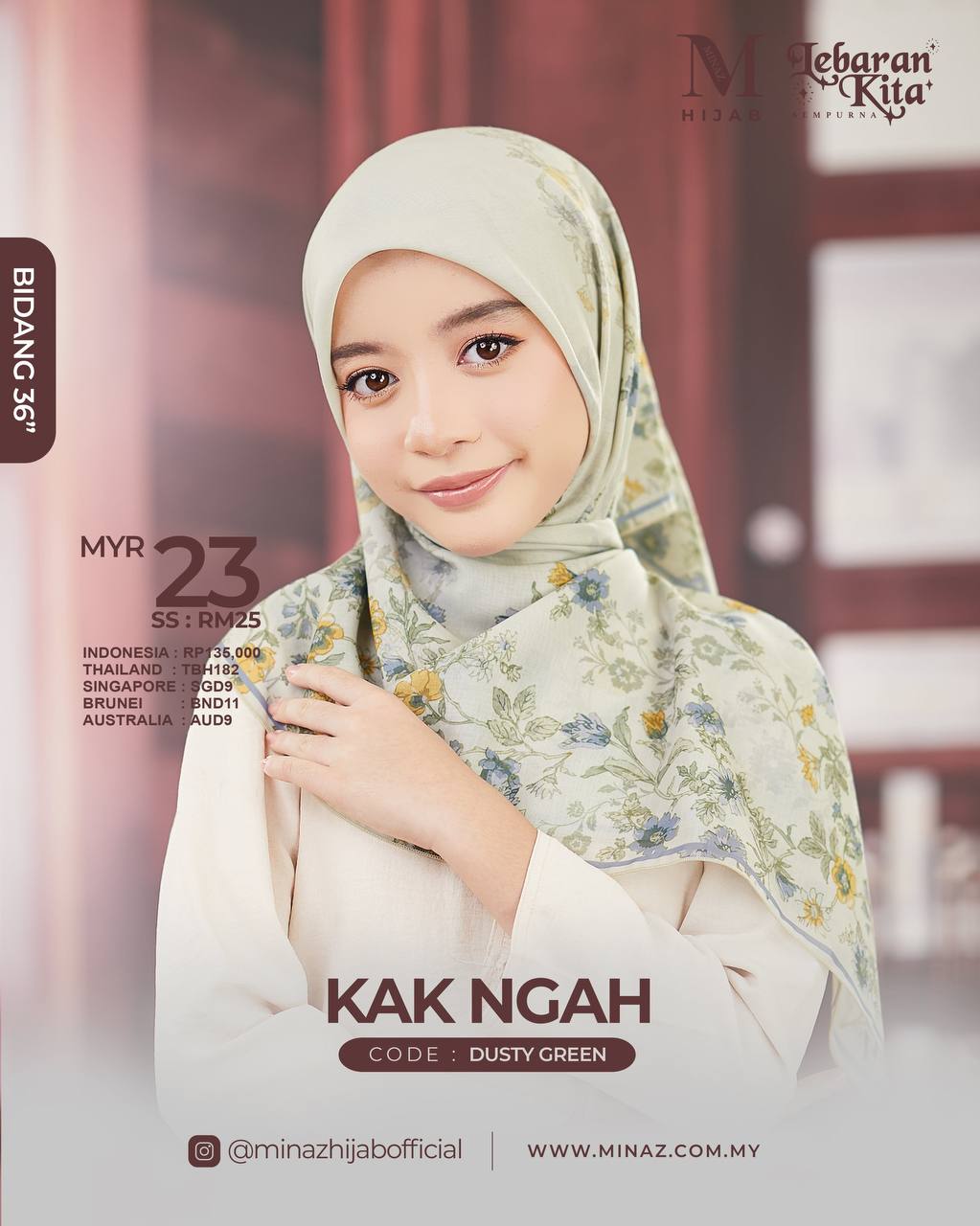Tudung Bawal - Dusty Green - B36