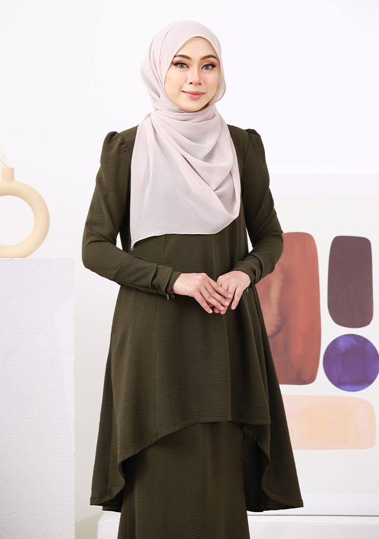 Kurung Lily Clara - Army Green