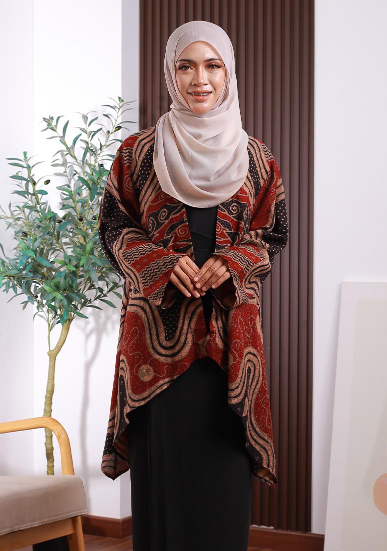 Rania Cardigan Dress - Black Red