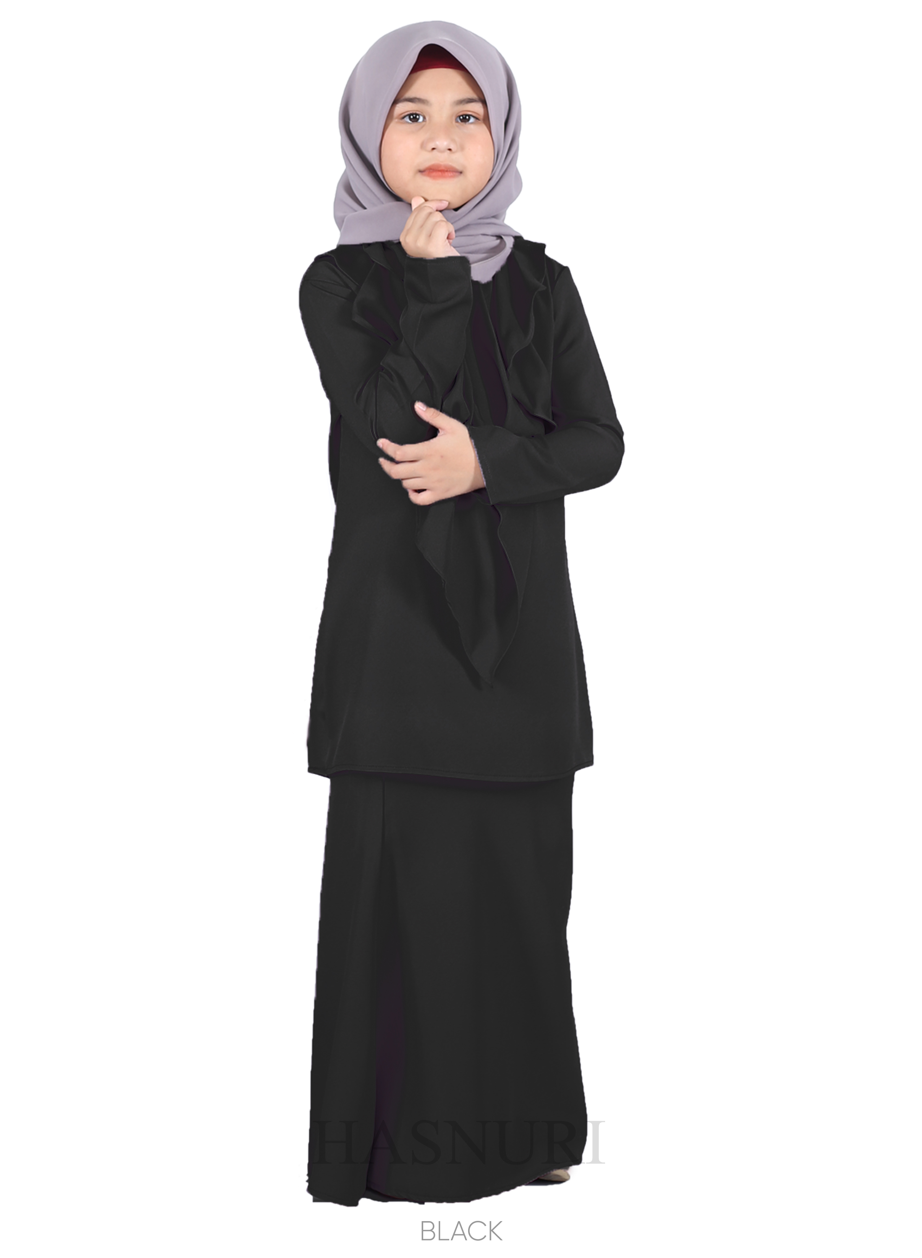 Kurung Qistina Kids - Black