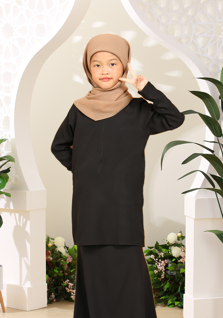 Kurung Cik Butang Kids - Black