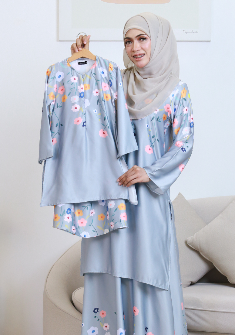 Kurung Princess Aireen Kids - Blue Grey