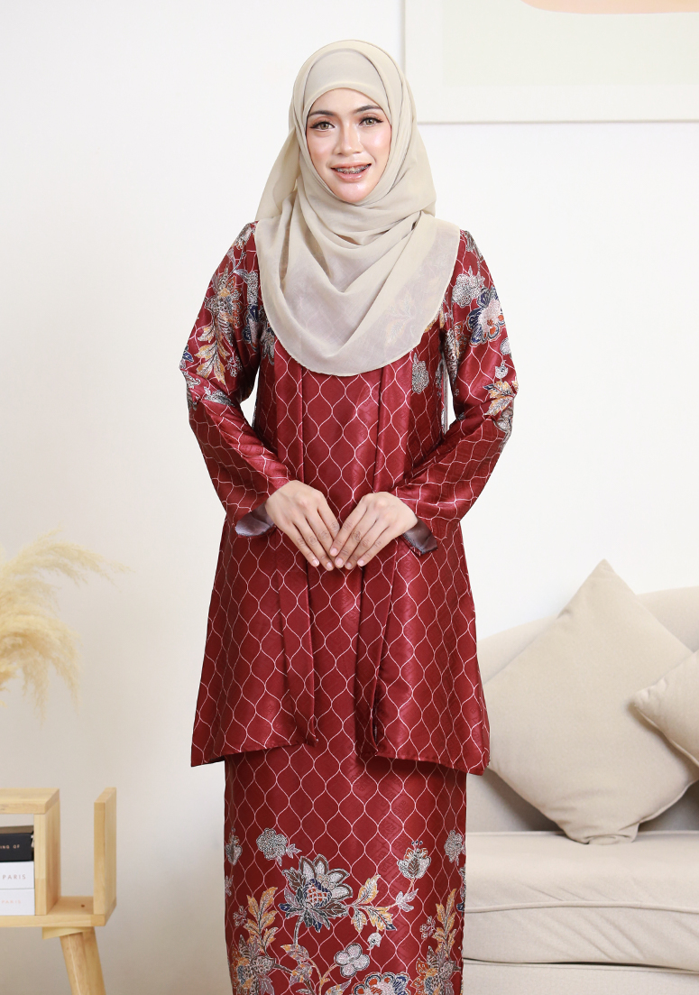 Kebaya Cik Aminah - Burgundy