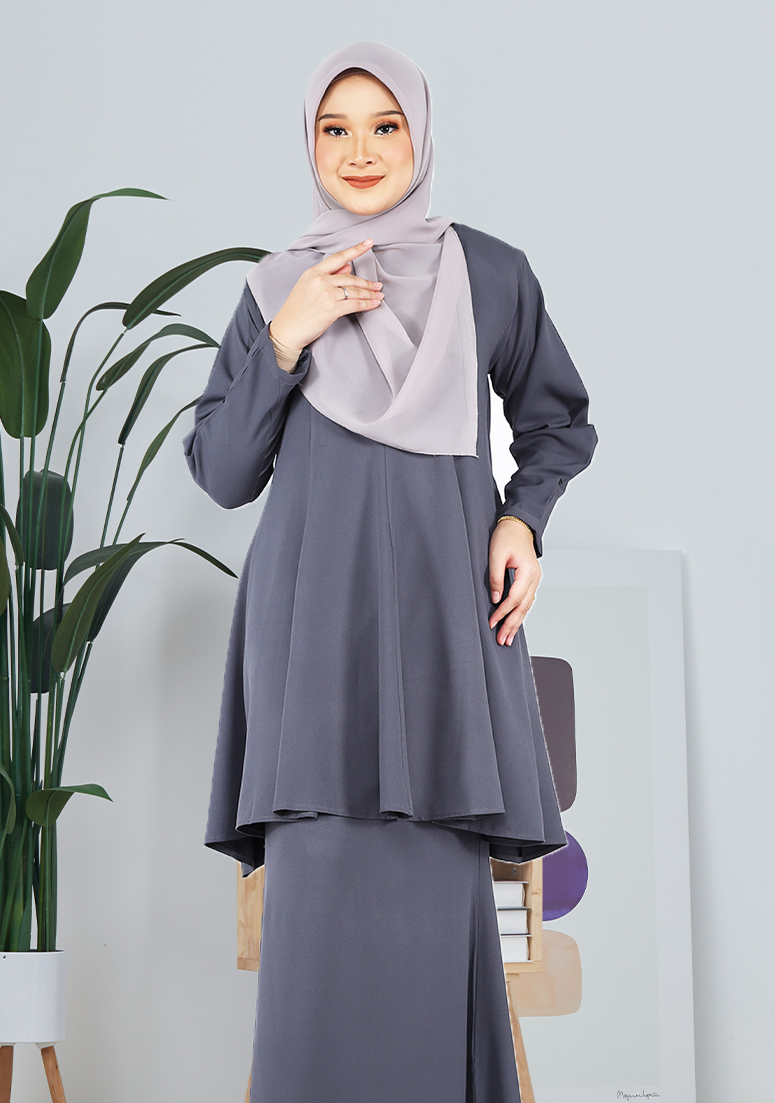 Kurung Raudah - Dark Grey