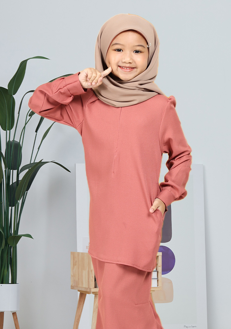 Kurung Syakira Kids - Deep Peach