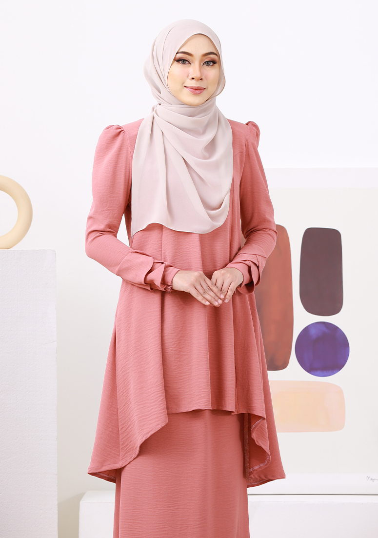 Kurung Lily Clara - Deep Peach