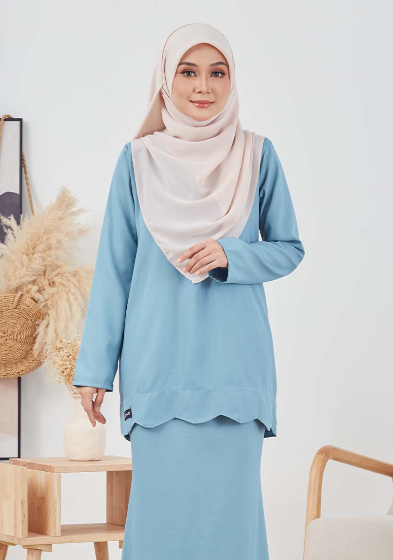 Kurung Mini Scallop - Dusty Blue