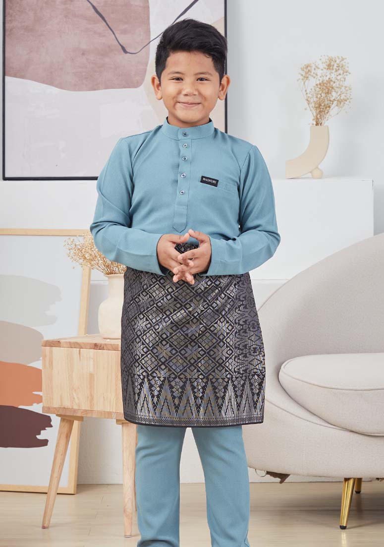 Baju Melayu Fattah Kids - Dusty Blue