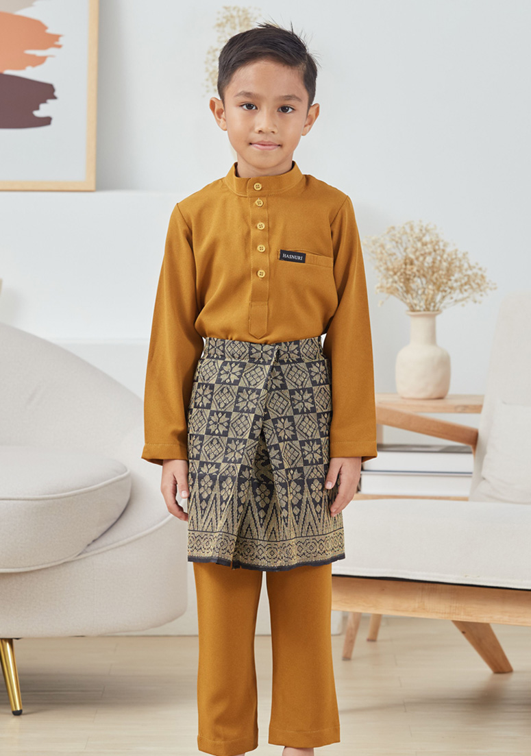 Baju Melayu Fattah Kids - Moss Yellow