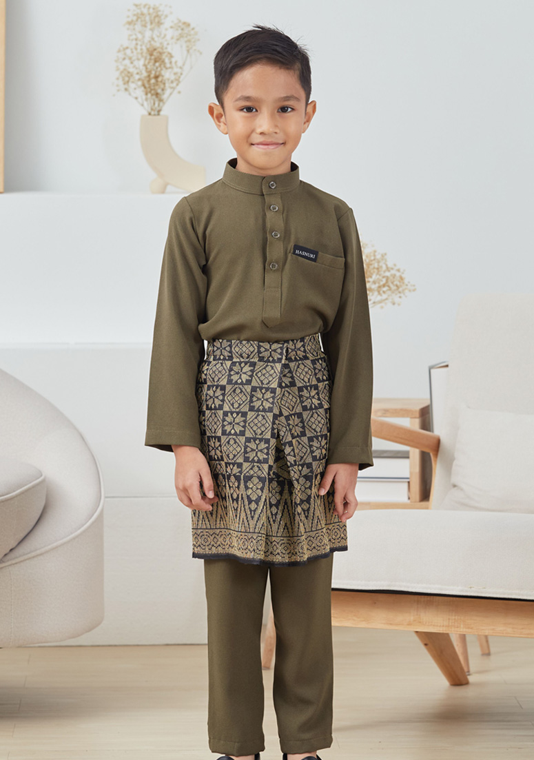 Baju Melayu Fattah Kids - Olive Green