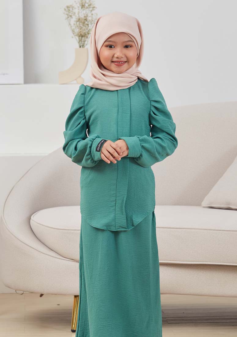 Kurung Farzana Kids - Dusty Green