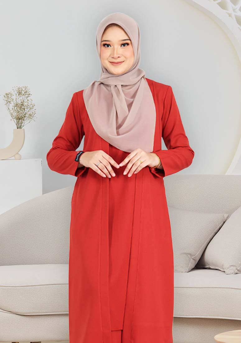 Kurung Khairaa Cardigan - Dark Orange