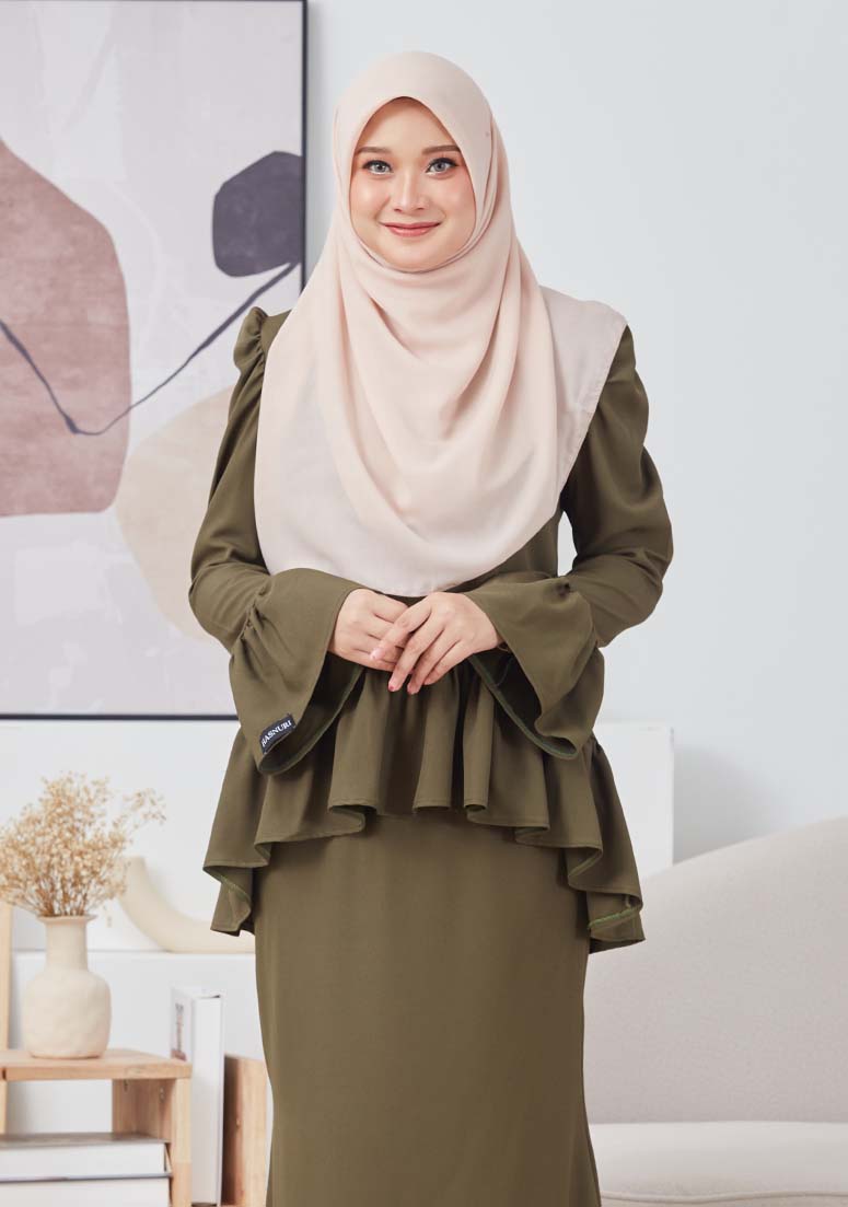Kurung Maleeka - Olive Green