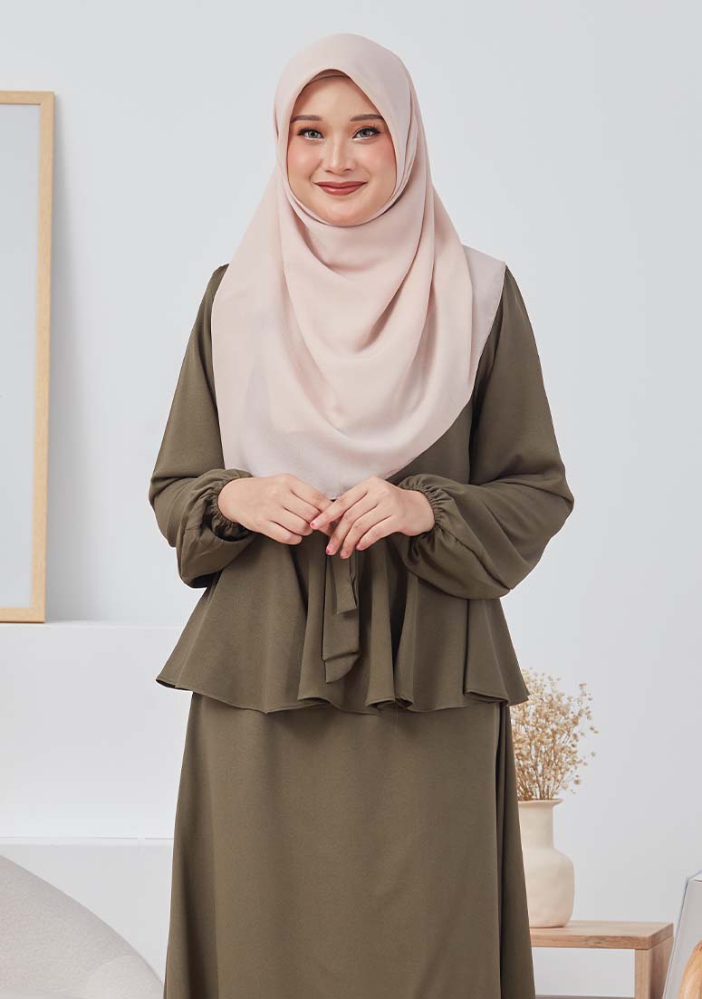 Kurung Mila - Olive Green