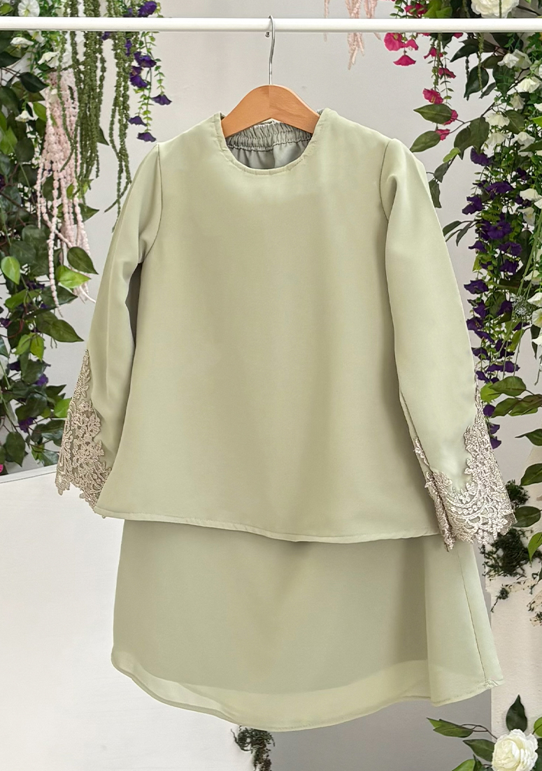 Kurung Princess Amora Kids - Matcha Green