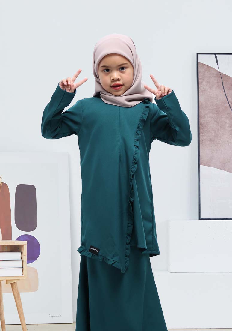 Kurung Areefa Kids - Peacock Green