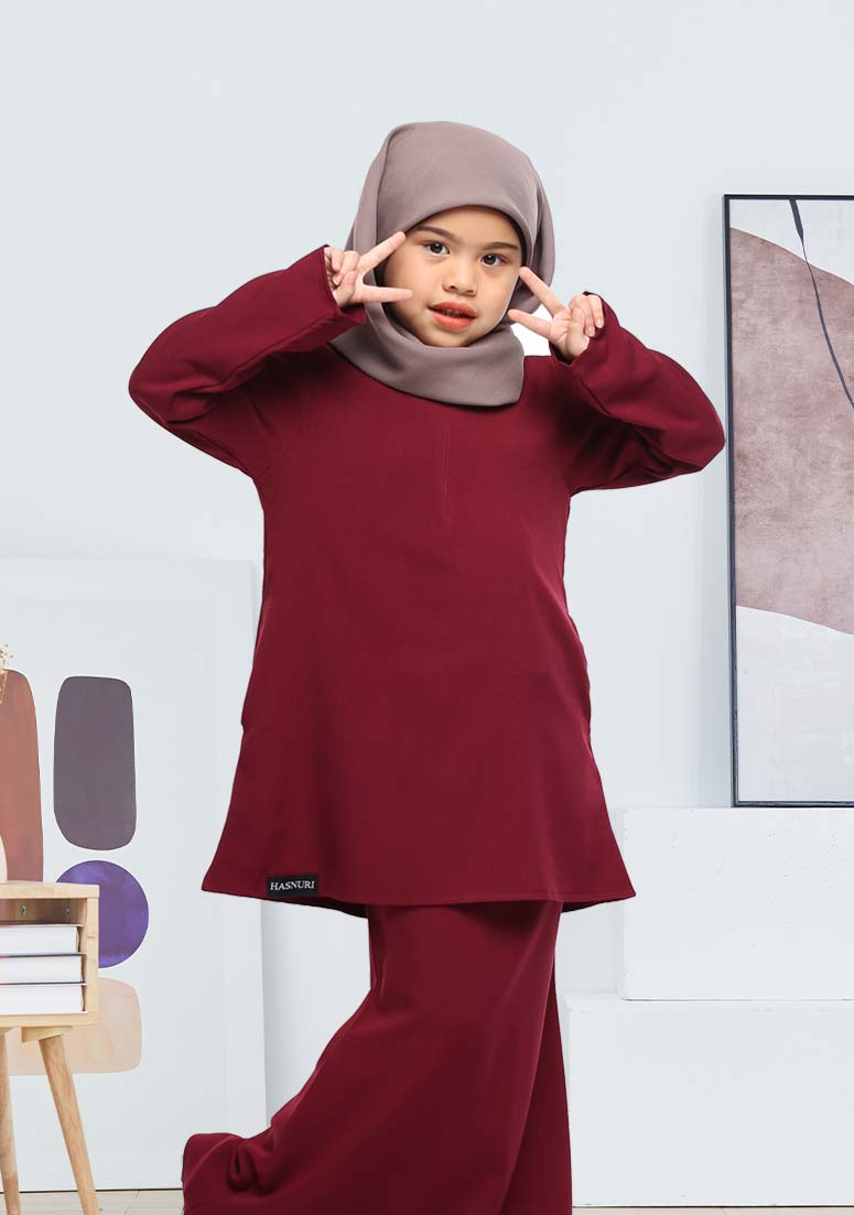 Kurung Khaleeda Kids - Maroon