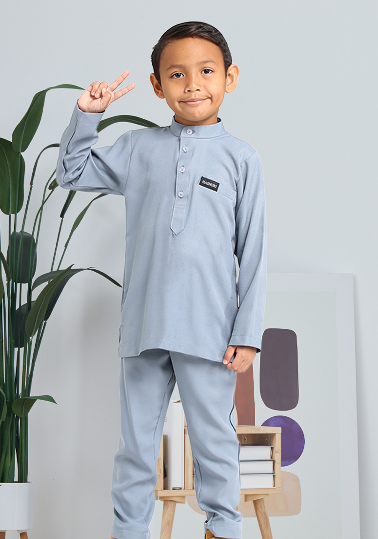 Baju Melayu Jebat Kids - Blue Grey