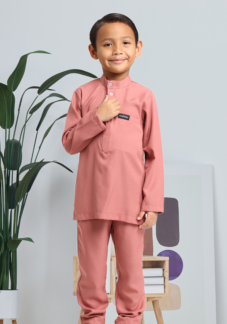 Baju Melayu Jebat Kids - Deep Peach