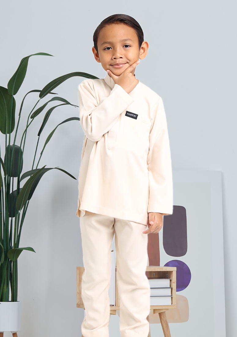 Baju Melayu Jebat Kids - Light Cream