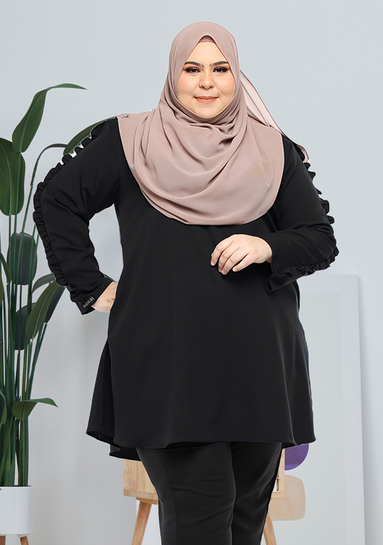 Blouse Vee Plus Size - Black