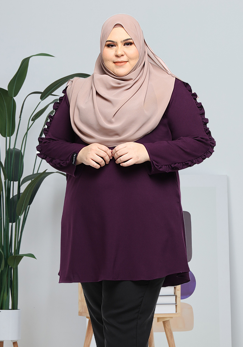 Blouse Vee Plus Size - Dark Purple