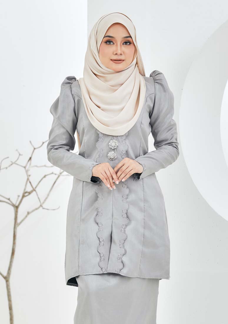 Kebaya Mahrani - Silver Grey