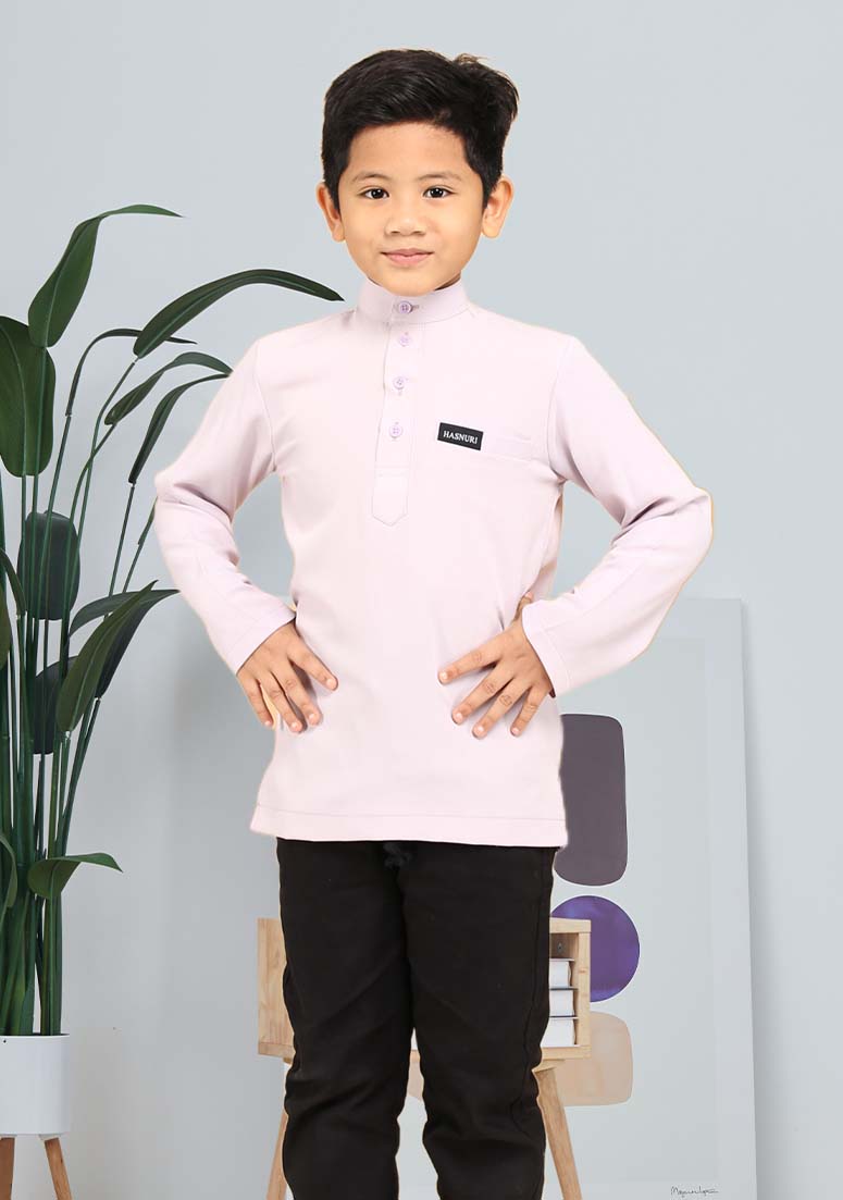 Kurta Wafiy Kids - White Purple