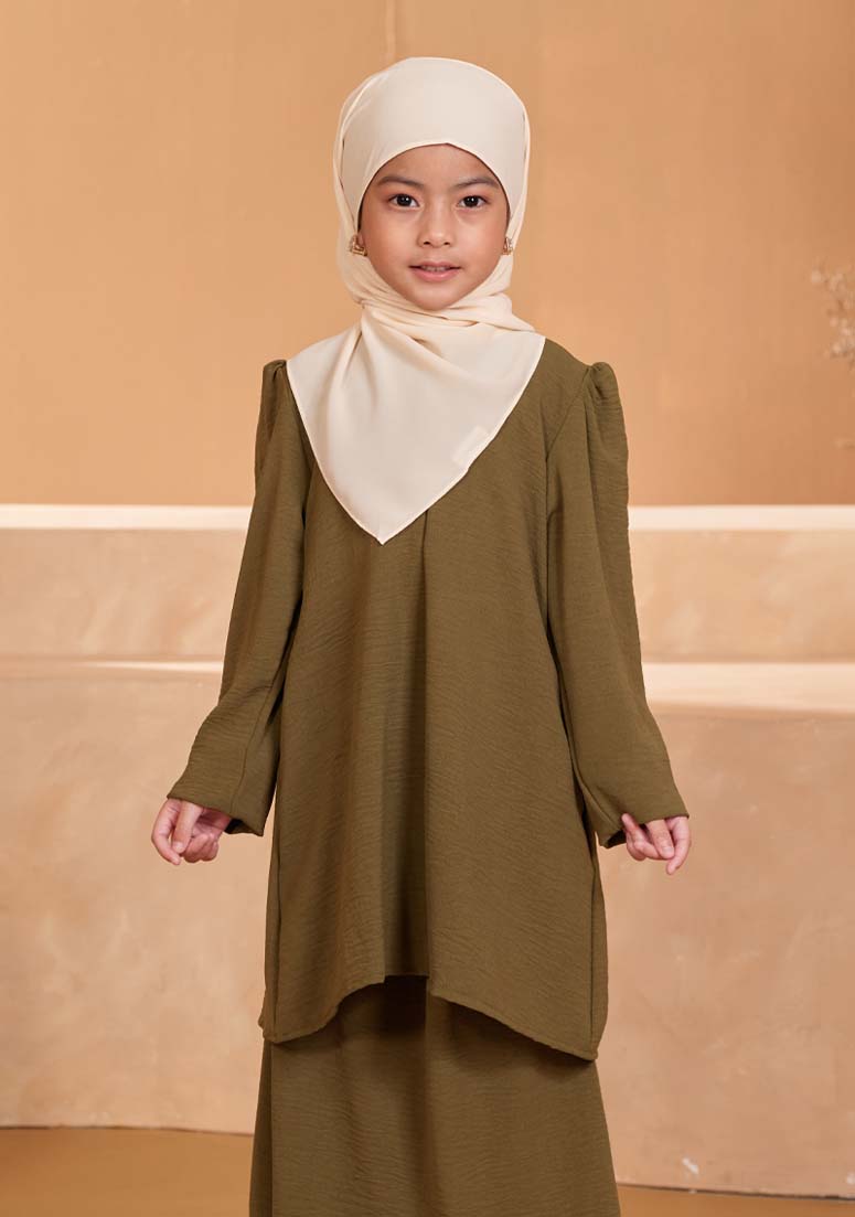 Kurung Ainul Kids - Olive Green