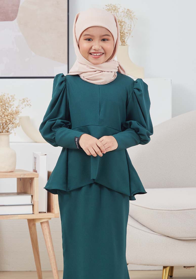 Kurung Arina Kids - Emerald Green