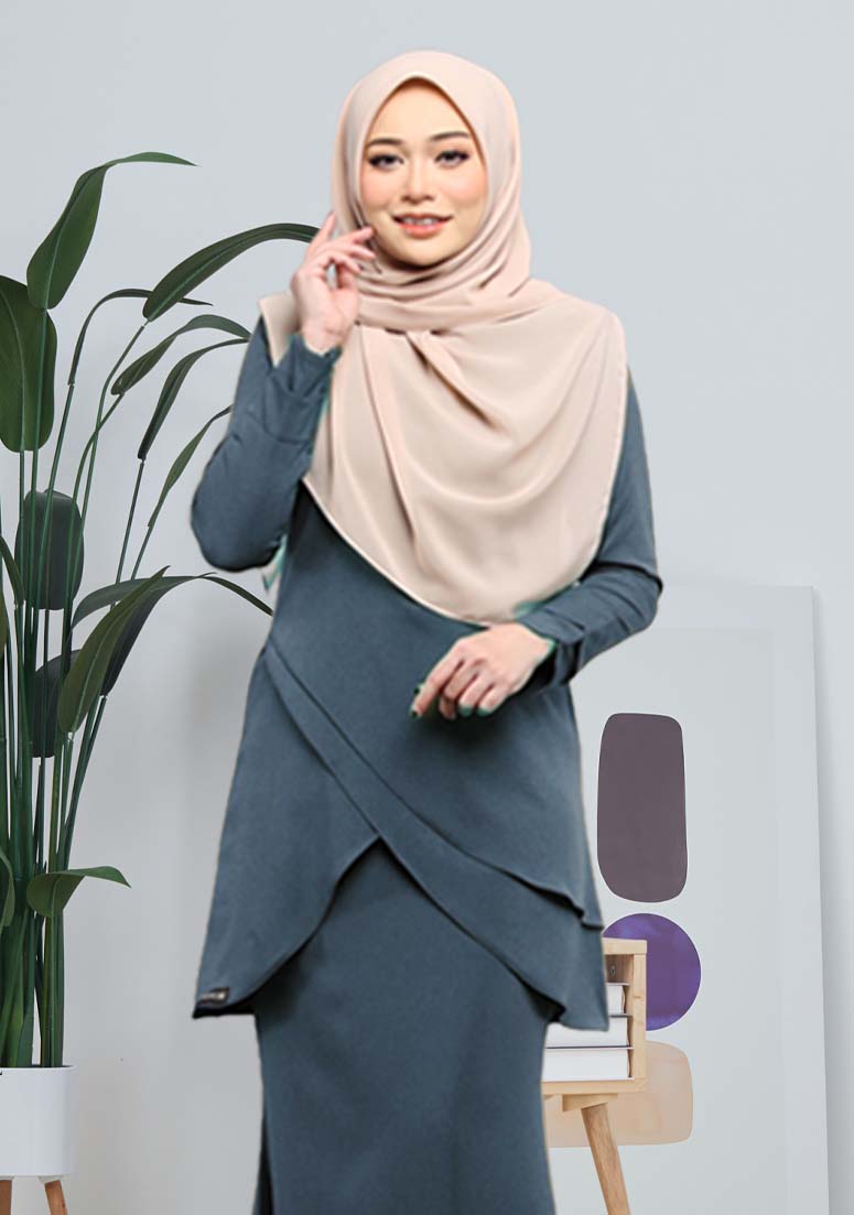 Kurung Cik Tulip - Steel Grey