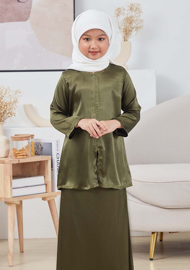 Kurung Mahia Kids - Olive Green