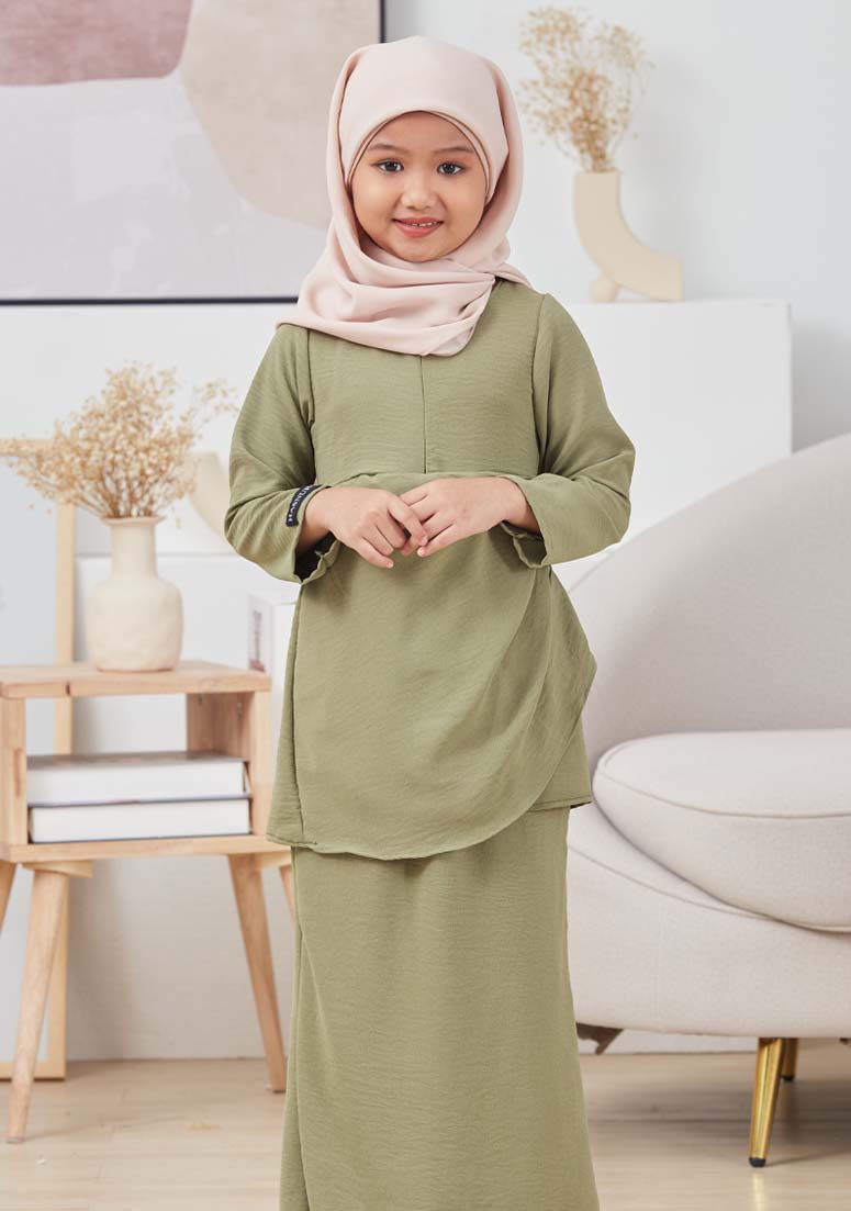 Kurung Mufeeda Kids - Matcha Green
