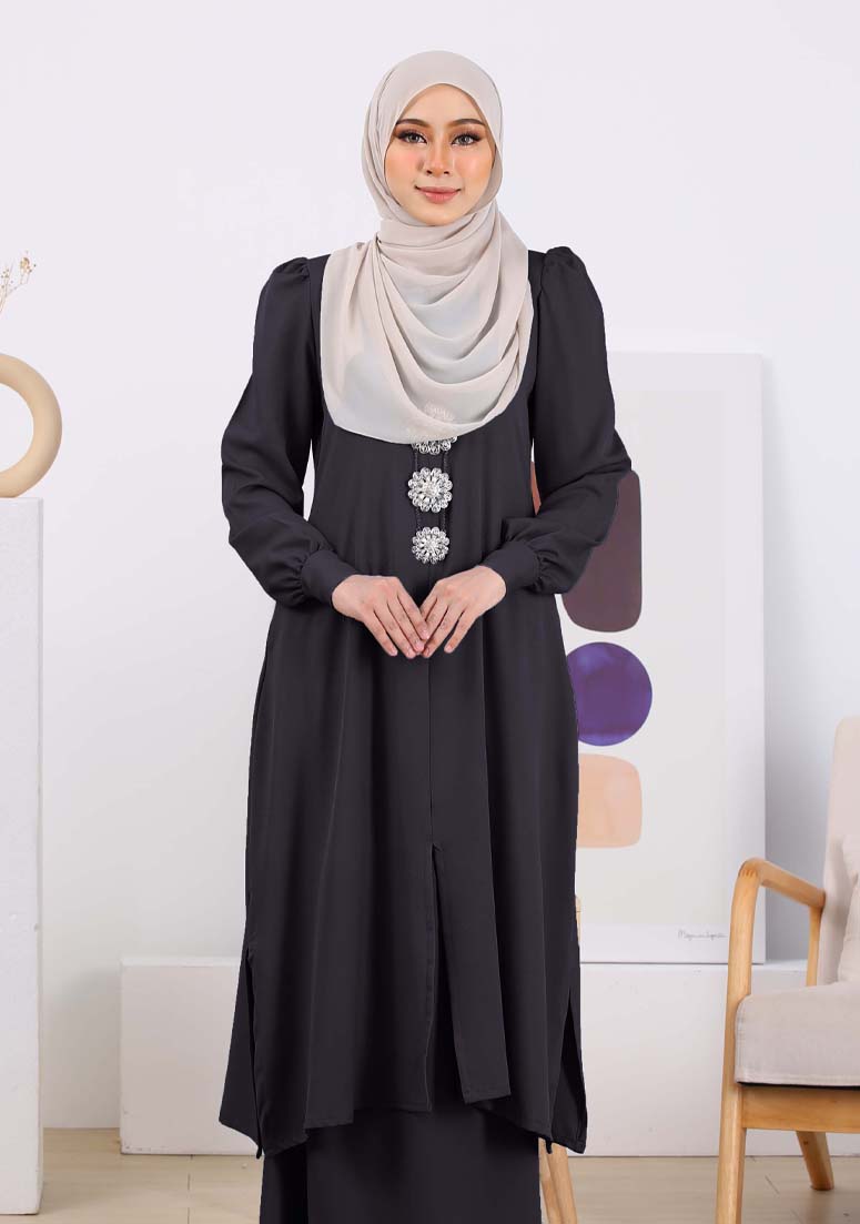 Kurung Nur Zakiya - Charcoal
