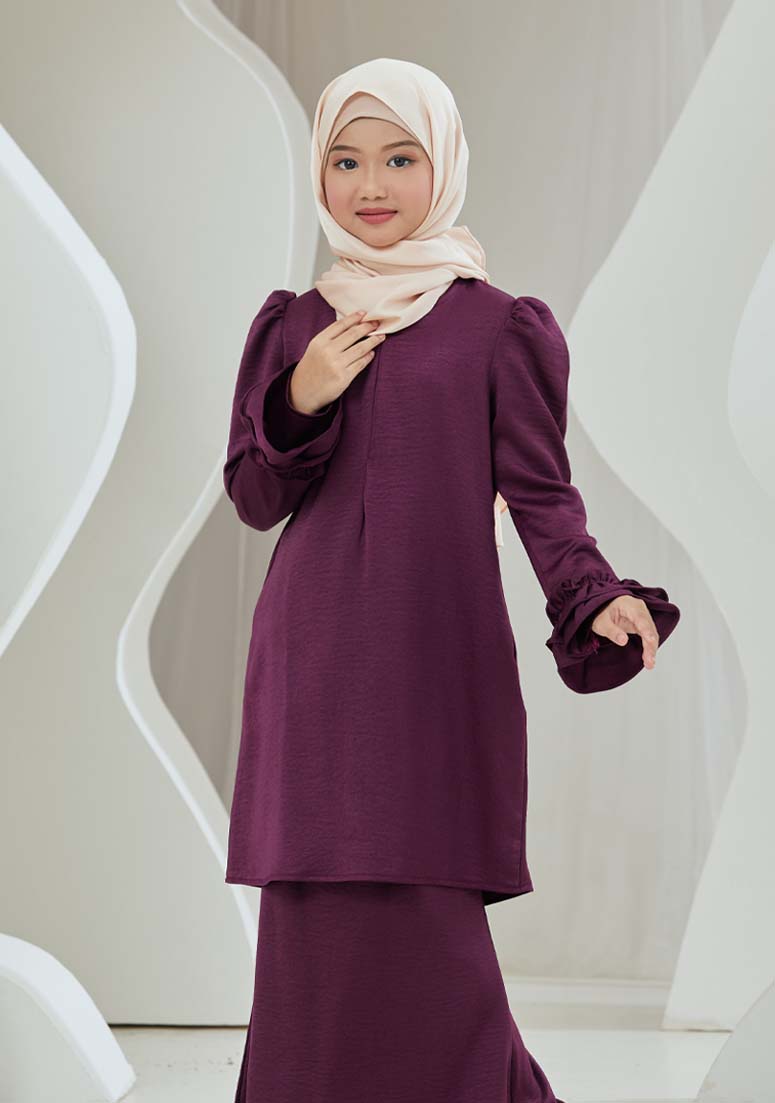 Kurung Wan Kuntom Kids - Purple