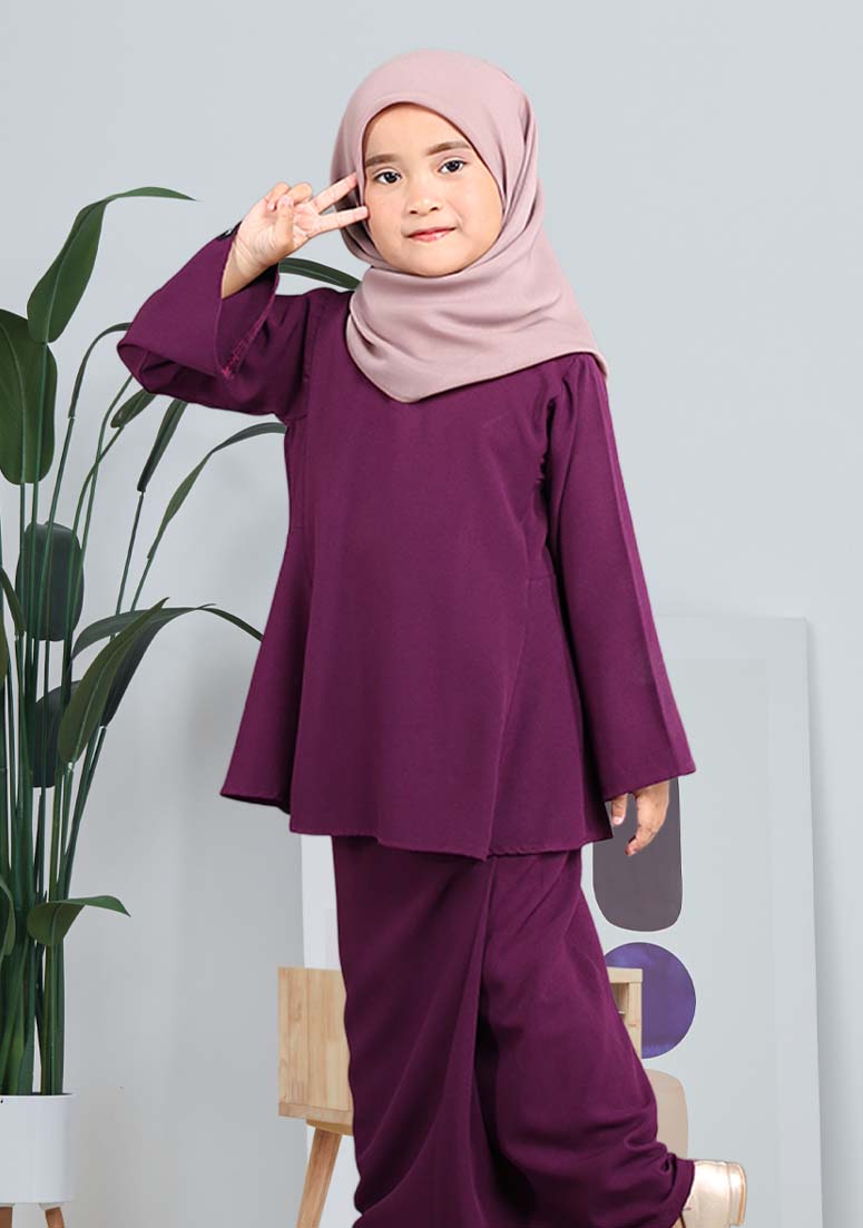 Kurung Zaleha Kids - Dark Purple