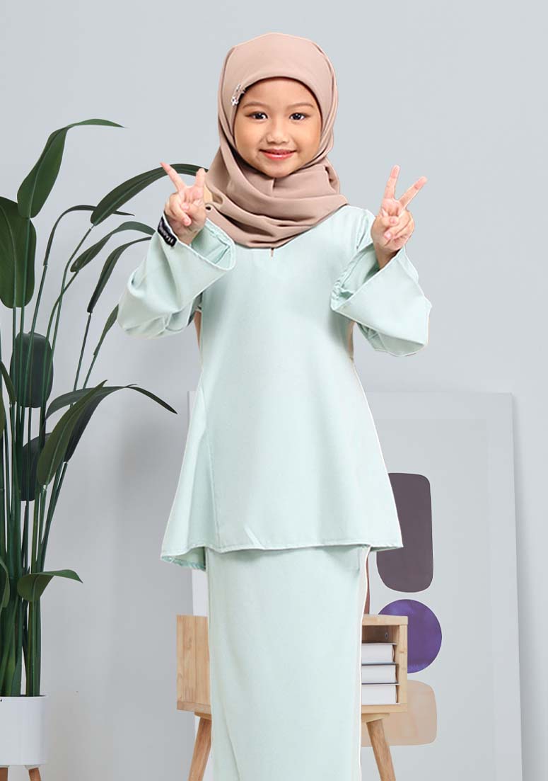 Kurung Zaleha Kids - Mint Green