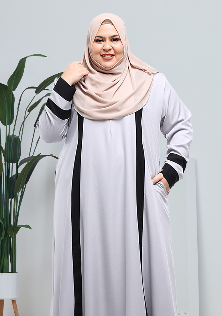 Jubah Hawa Plus Size - Light Grey