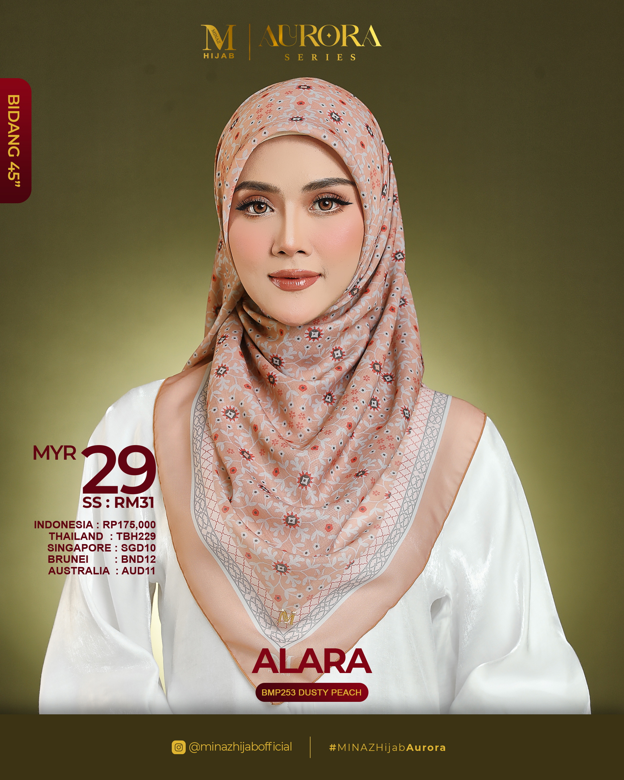 Tudung Bawal Aurora - Alara Dusty Peach