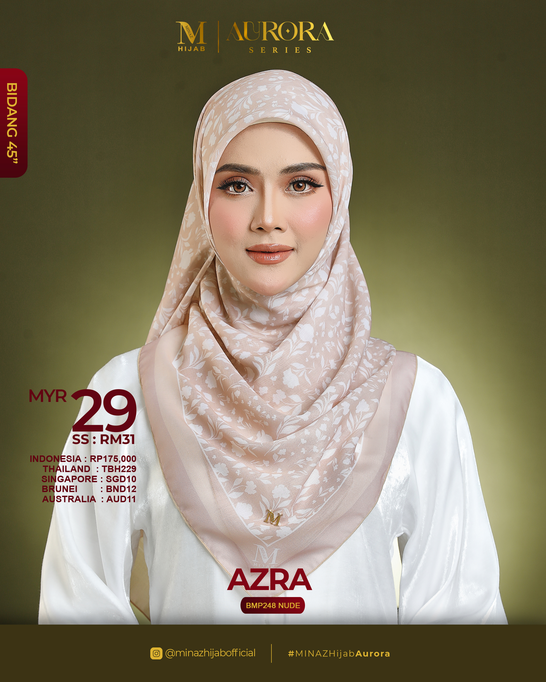 Tudung Bawal Aurora - Azra Nude - B45