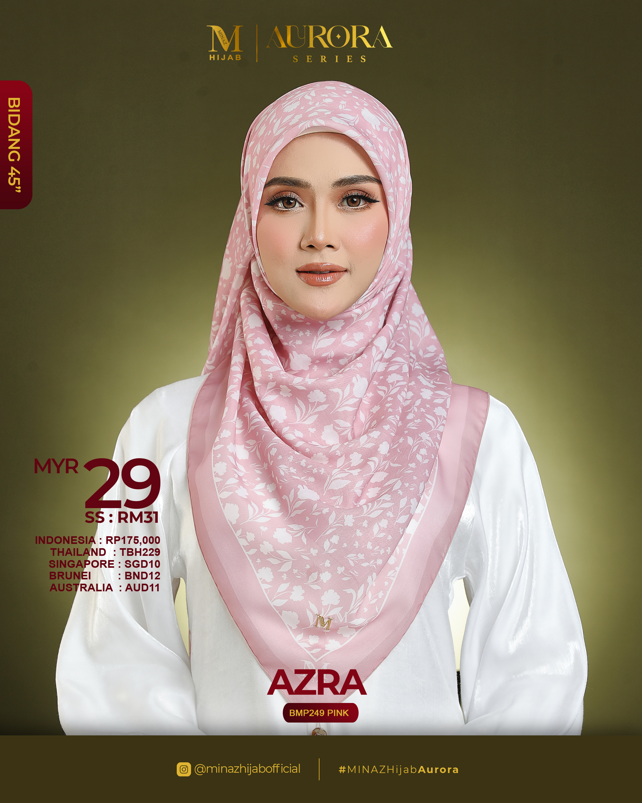 Tudung Bawal Aurora - Azra Pink - B45