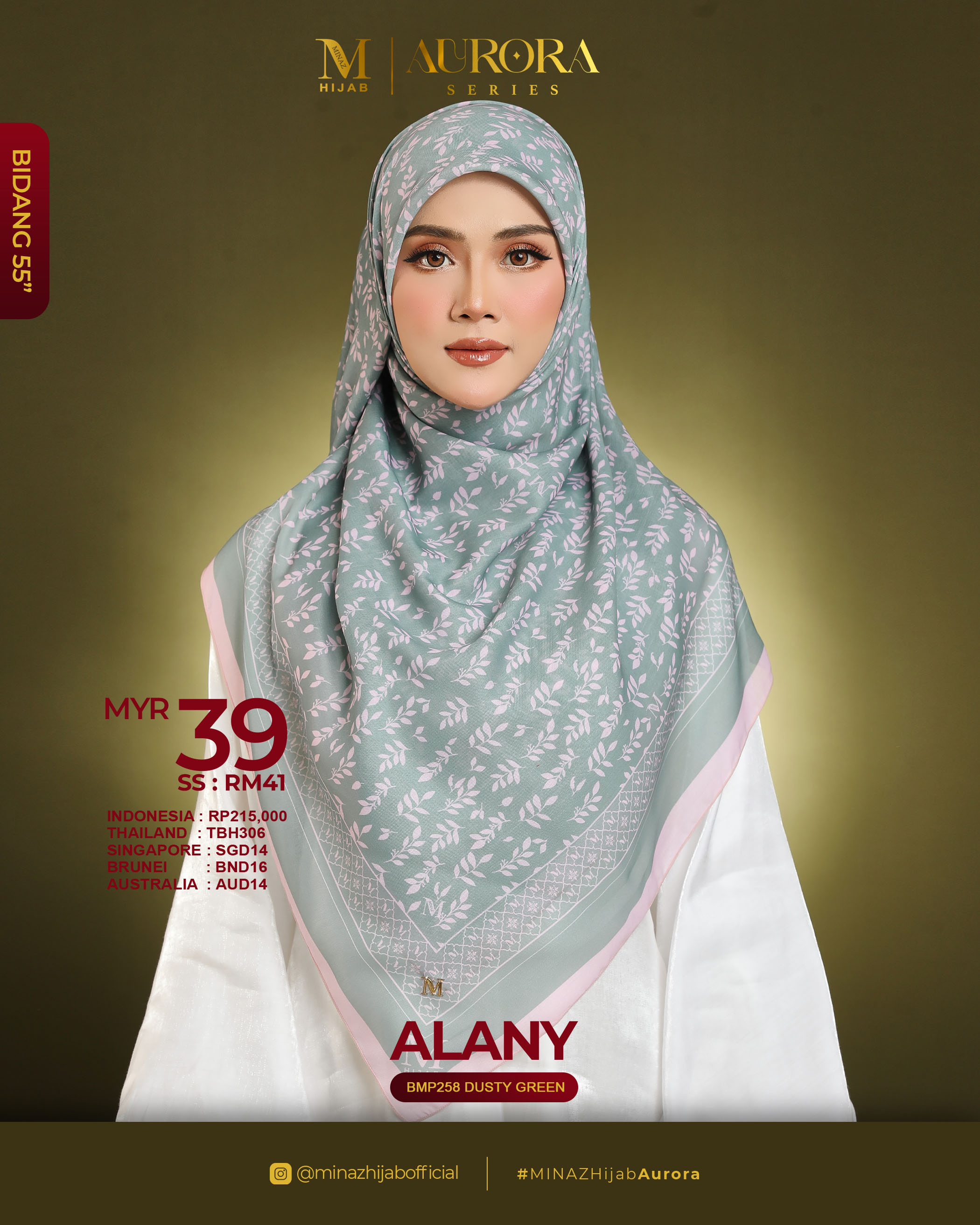 Tudung Bawal Aurora - Alany Dusty Green - B55