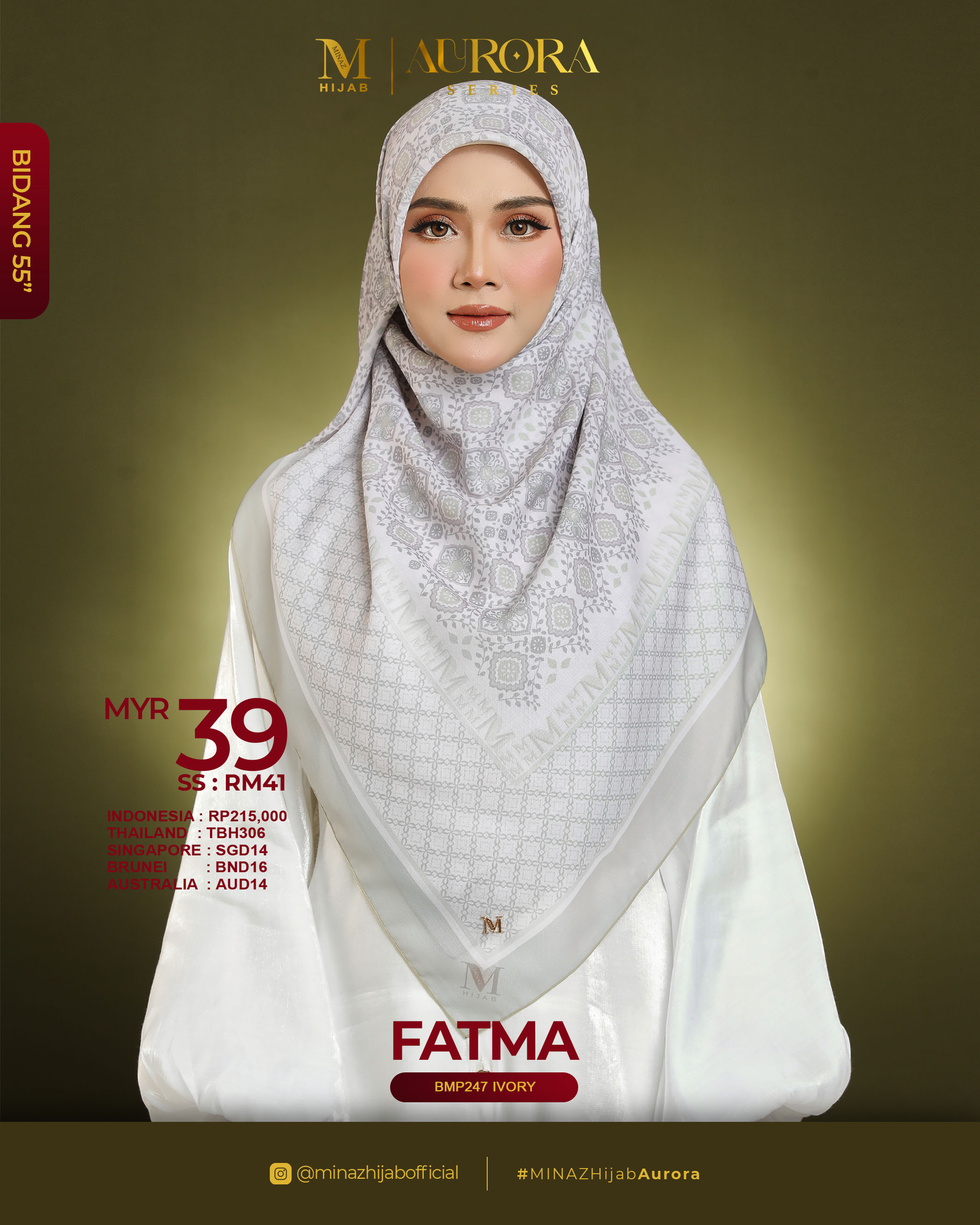 Tudung Bawal Aurora - Fatma Ivory - B55