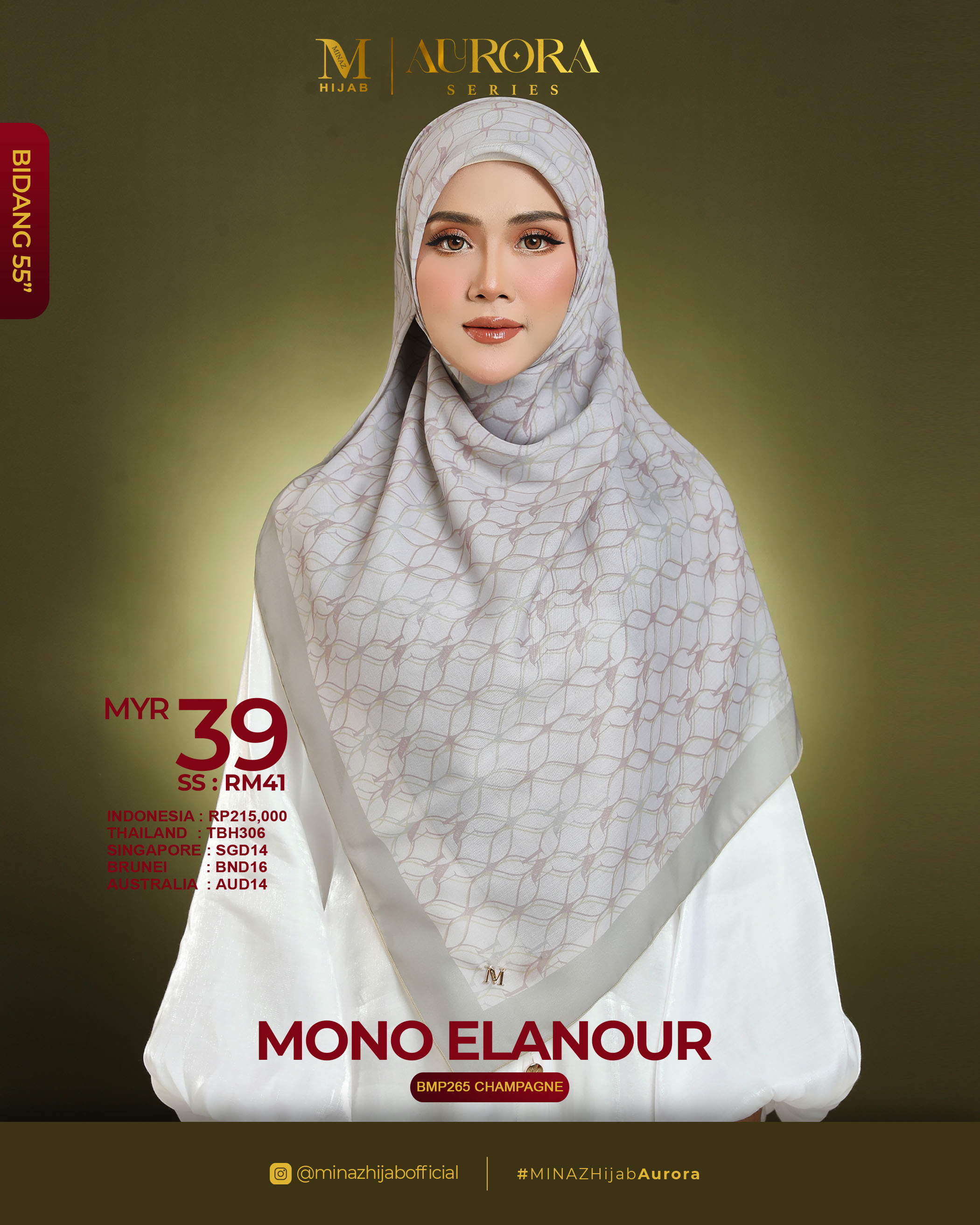 Tudung Bawal Aurora - Mono Elanour - B55